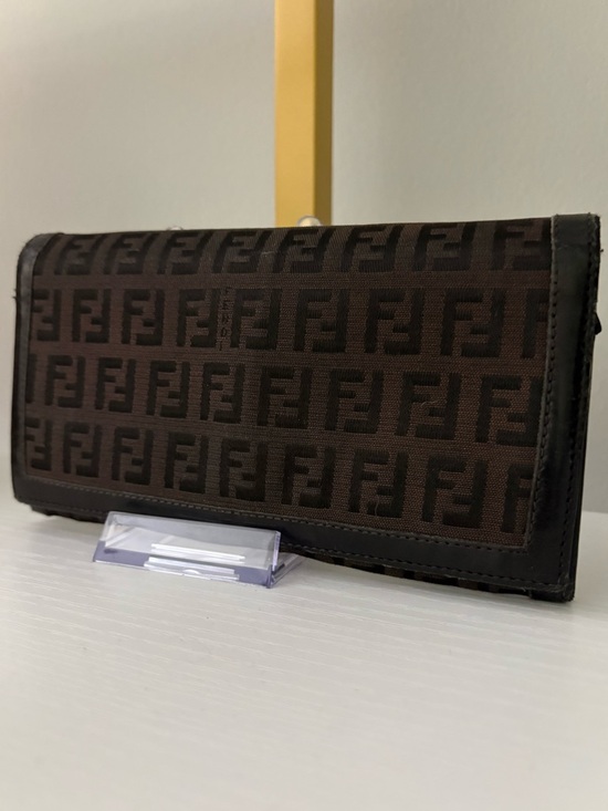 Fendi Handbags - FENDI Zucca pattern long wallet black / brown